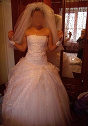 Продам свадебное платье б/у с заниженной талией