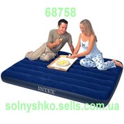 Надувной велюровый матрас Intex Downy Royal Blue 68758