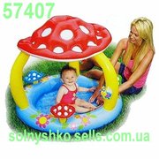 Красивый детский бассейн с навесом Грибок Интекс 57407