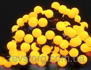 Гирлянда светодиодная нить ШАРИКИ 5 м,  черный кабель(100 Led), желтый