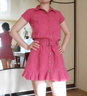 Платье коттоновое,  розовое,  рост 140-160 см
